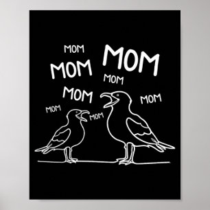 Poster Maman Goéland Ligne Mince Art Drôle Maman Goélands