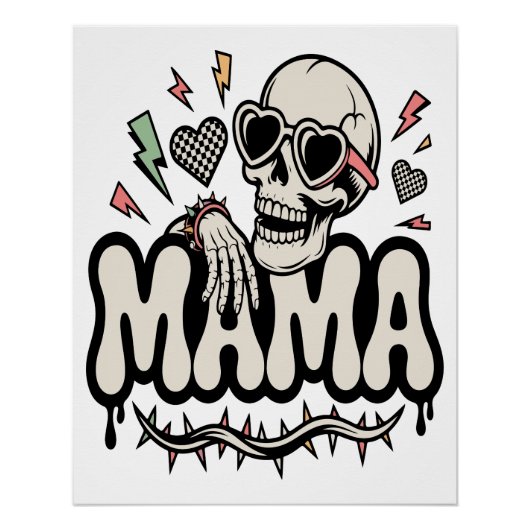 Poster Maman Halloween drôle Crâne Cool (Devant)