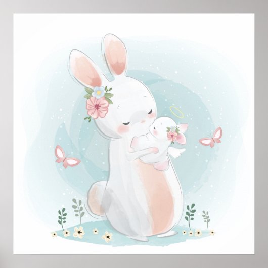 Poster Maman lapin avec un bébé (Devant)
