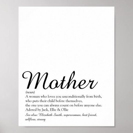 Poster Maman, Maman, Définition de Mère Meilleure que jam (Devant)