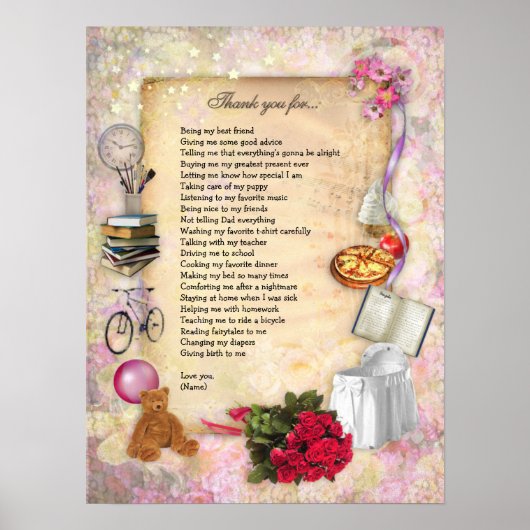 Poster Maman Merci (personnalisable) (Devant)