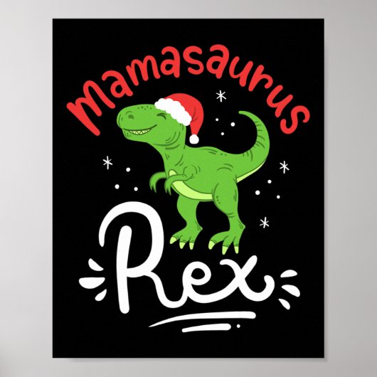 Poster Maman Noël Saurus Rex Dinosaure Mère Noël (Devant)