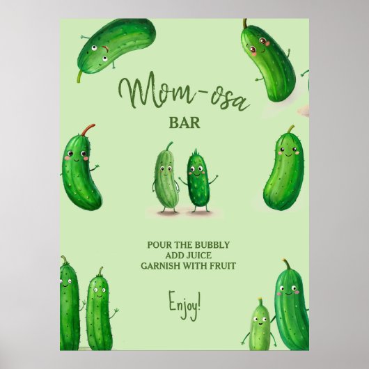 Poster Maman-osa Pickles Concombre Baby shower vert (Devant)