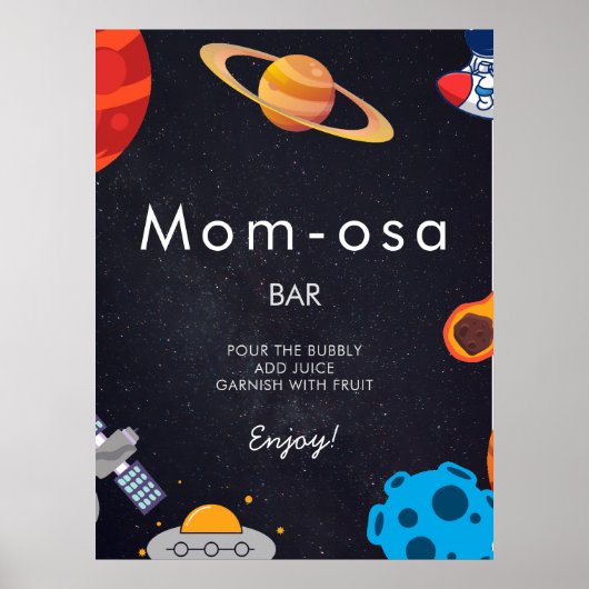 Poster Maman-osa Space Boy Planètes Astronaut Baby shower (Devant)