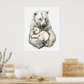 Poster Maman Ours Polaire Et Petit (Cuisine)