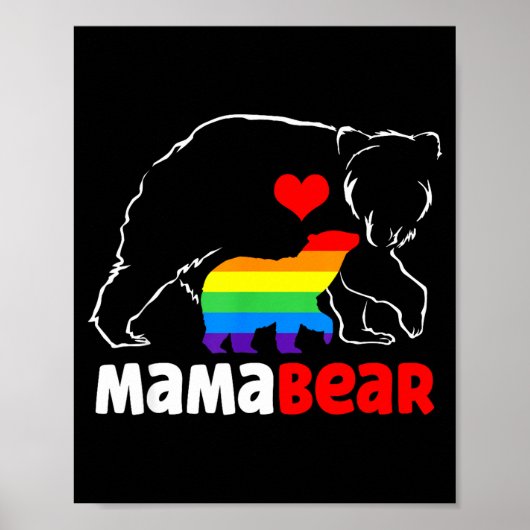 Poster Maman ourse mère fière drapeau arc-en-ciel fierté (Devant)
