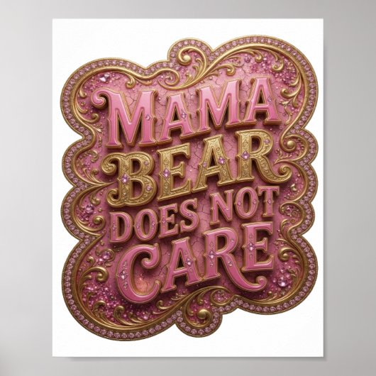Poster Maman Ourse Rose Fraîche S'EN FOUT (Devant)