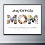 Poster Maman Photo Collage Couper Fête des mères Annivers<br><div class="desc">Célébrez les moments spéciaux avec votre mère avec cette photo collage de maman. Ce design personnalisable est parfait pour créer un cadeau personnalisé et sincère pour la fête des mères et la fête de l'anniversaire. Créez un magnifique collage avec le mot MOM, avec des moments chéris, créant un voyage visuel...</div>
