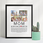 Poster Maman Photos Choses que nous aimons à propos de to<br><div class="desc">Compilez une liste des choses que vous aimez chez votre mère,  ajoutez des photos préférées et vous avez un cadeau de la Fête des Mères qu'elle chérira! Parfait pour les anniversaires et autres membres de la famille aussi! ♥</div>