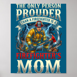 Poster Maman pompier fière Graphisme du service des incen