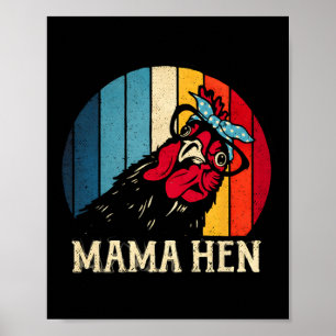 Poster Maman Poule Poulet Vintage Maman Drôle de Ferme Po