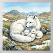 Poster Maman Renard Arctique et la Nurserie des petits (Devant)