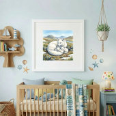 Poster Maman Renard Arctique et la Nurserie des petits