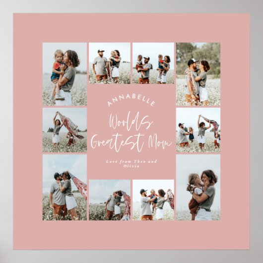 Poster Maman rose élégant moderne petit collage photo (Devant)