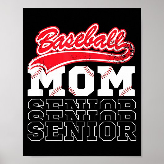 Poster Maman senior de baseball classe de maman baseball (Devant)