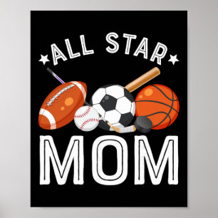 Poster Maman Star Du Garçon D'anniversaire Sketll Footbal