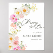 Poster Maman to Bee | Baby shower Floral Aquarelle (Devant)