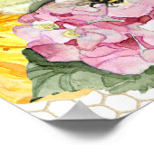 Poster Maman to Bee Bumblebee Sunflower Rose Hydrangeas (Coin)
