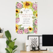 Poster Maman to Bee Bumblebee Sunflower Rose Hydrangeas (Bureau à domicile)