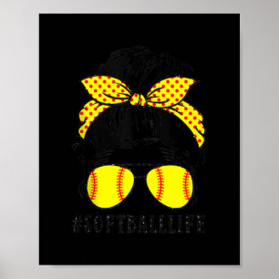 Poster Maman Vie Softball Baseball Maman Fête des mères M