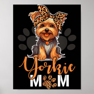 Poster Maman Yorkie amoureux de chien léopard Yorkshire f