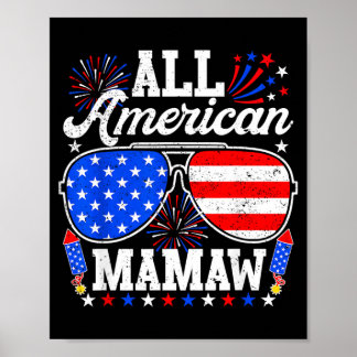 Poster Mamie américaine 4 juillet Lunettes de soleil Fami
