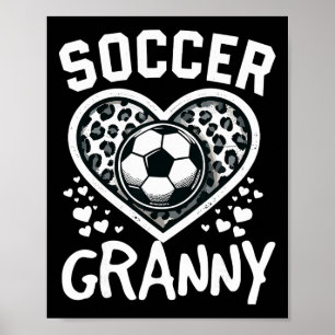Poster Mamie foot léopard coeur Mamie joueuse de foot