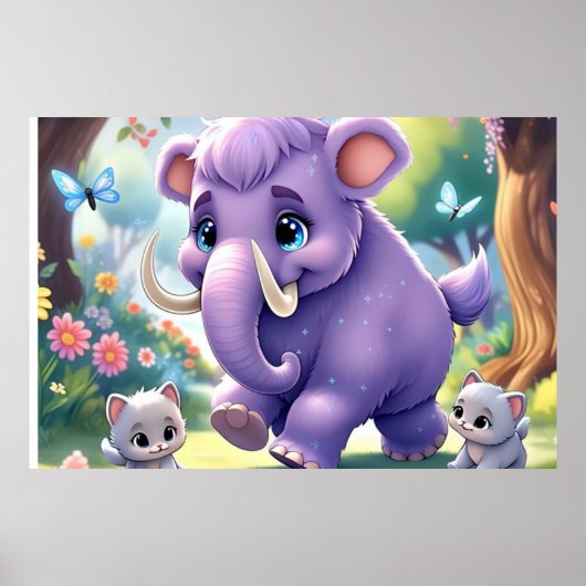 Poster Mammoth adorable pour bébé (Devant)