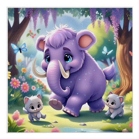 Poster Mammoth adorable pour bébé (Devant)