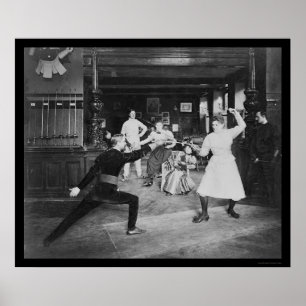 Poster Man and Woman Fencing 1908