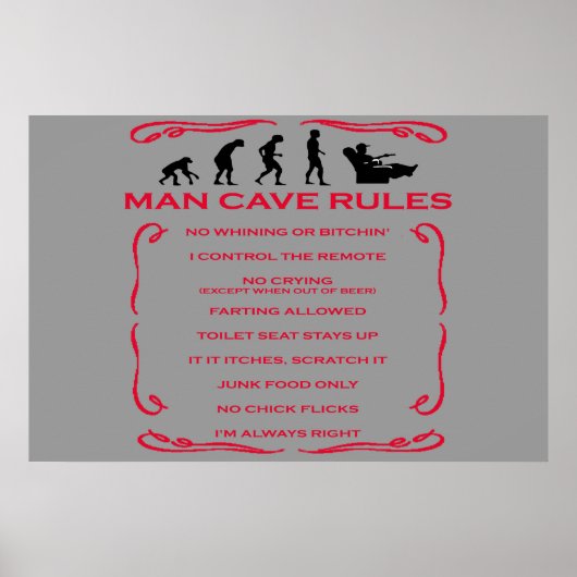 Poster Man Cave Rules (Devant)