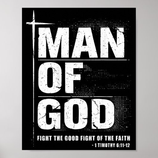 Poster Man Of God Christian Dad Bible Verse Timothy 6 11 (Devant)