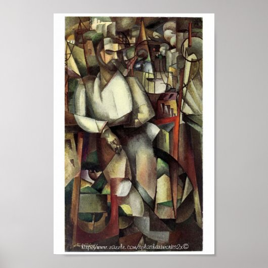 Poster "Man on a Balcony by Cubist, Albert Gleizes" (Devant)