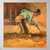 Poster Man Stooping with Stick or Spade, Vincent van Gogh (Devant)
