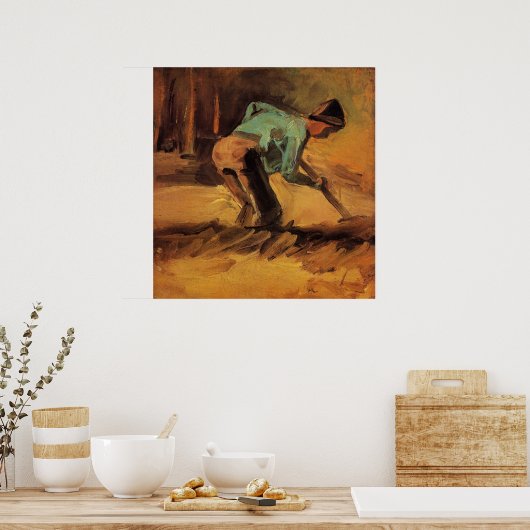 Poster Man Stooping with Stick, Spade de Vincent van Gogh (Cuisine)