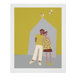 poster man vrouw vogeltjes huis perfect poster