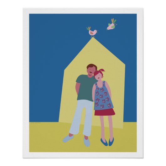 poster man vrouw vogeltjes perfect poster (Voorkant)