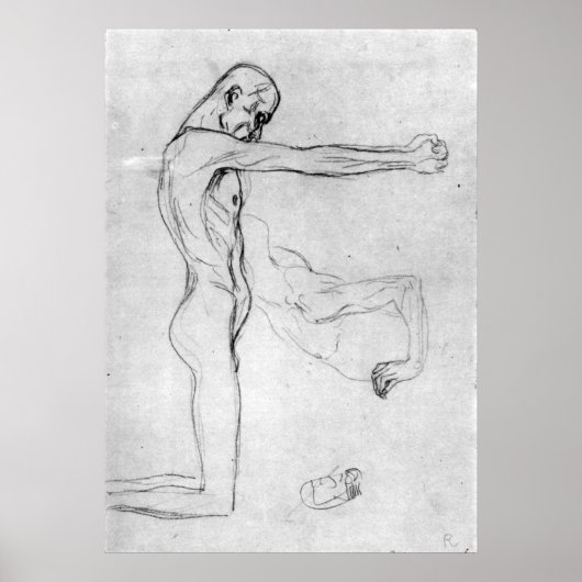 Poster Man with with outstretched arms by Gustav Klimt (Devant)