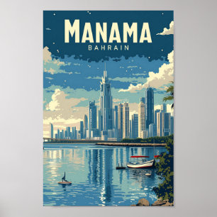 Poster Manama Bahreïn Art Vintage Illustration de voyage