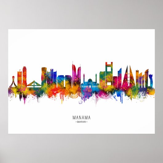 Poster Manama Bahreïn Skyline (Devant)