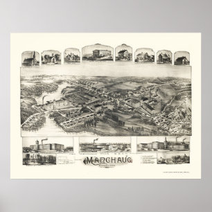 Poster Manchaug, carte panoramique de mA - 1891
