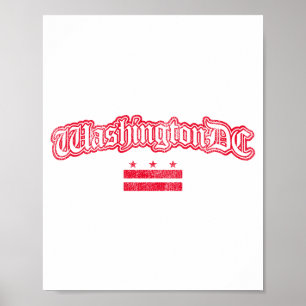 Poster Manche Longue Souvenir Drapeau Rétro Washington Dc