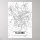 Poster Manchester, Angleterre (noir sur blanc) (Devant)