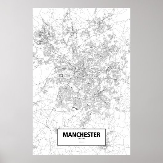 Poster Manchester, Angleterre (noir sur blanc) (Devant)