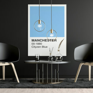 Poster Manchester Blue Cityzen - frontière blanche