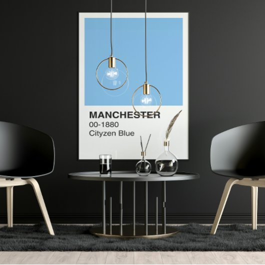 Poster Manchester Blue Cityzen - frontière blanche