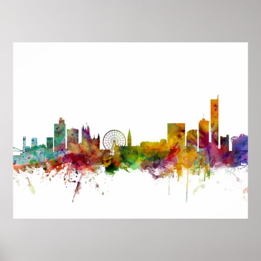 Poster Manchester England Skyline (Devant)