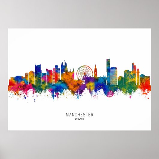 Poster Manchester England Skyline (Devant)