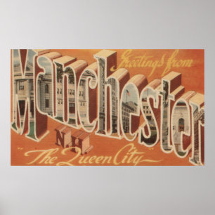 Poster Manchester, New Hampshire - Grande Lettre