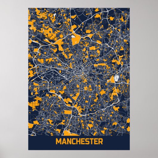 Poster Manchester - Royaume-Uni Bluefresh City Map (Devant)